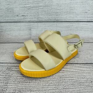 Sorel Women's Ona White Yellow Streetworks Go To Flat Sandals Size 9.5